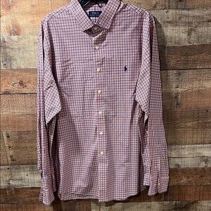 Polo by Ralph Lauren Men's Blue and orange Plaid dress Shirt men's XXL